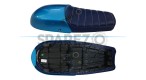 Royal Enfield GT and Interceptor 650 Blue Genuine Leather Dual Seat with Blue Cowl - SPAREZO